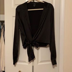 silk collared long sleeve blouse